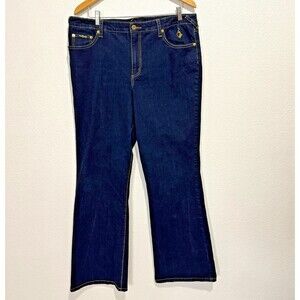 Vintage Baby Phat Blue Dark Wash Jeans Women's Size 20 Gold Cat Pocket Y2K 2000s